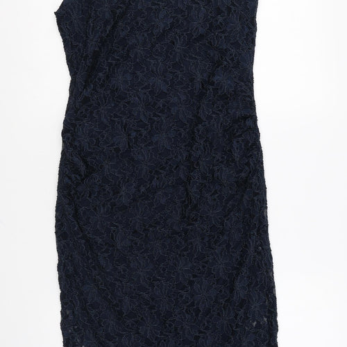 Dorothy Perkins Womens Blue Polyester Sheath Size 10 Round Neck Pullover