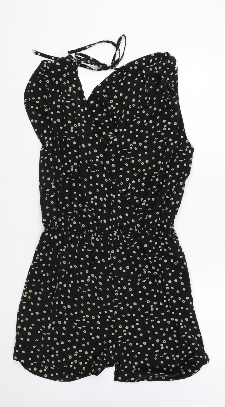 Sweewe Womens Black Geometric Polyester Playsuit One-Piece Size M Tie