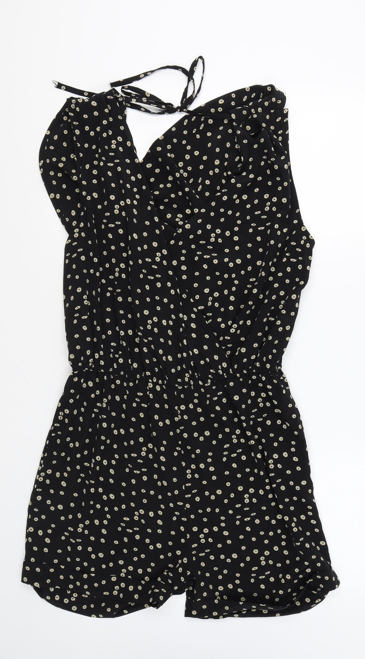 Sweewe Womens Black Geometric Polyester Playsuit One-Piece Size M Tie