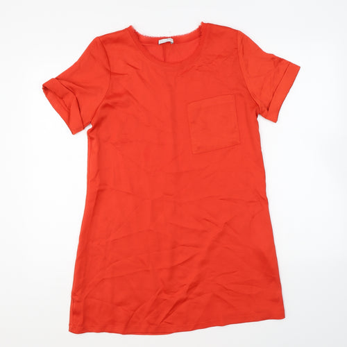 Zara Womens Red Polyester T-Shirt Dress Size S Round Neck Pullover