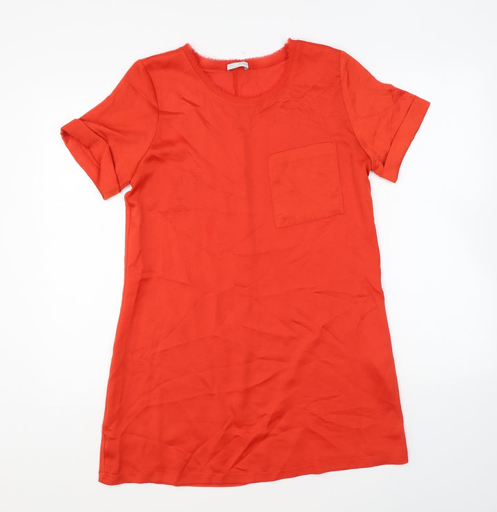 Zara Womens Red Polyester T-Shirt Dress Size S Round Neck Pullover