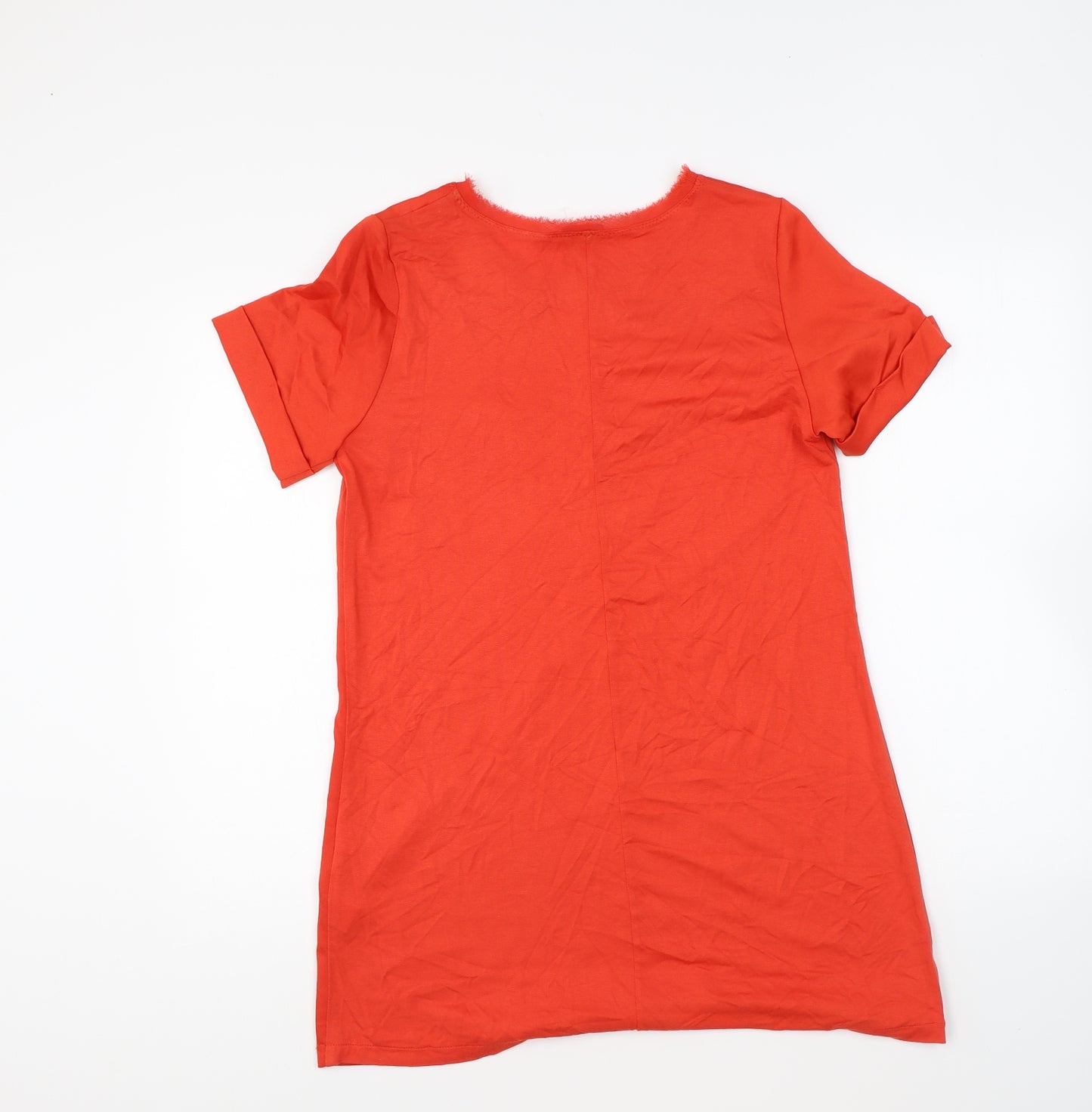 Zara Womens Red Polyester T-Shirt Dress Size S Round Neck Pullover