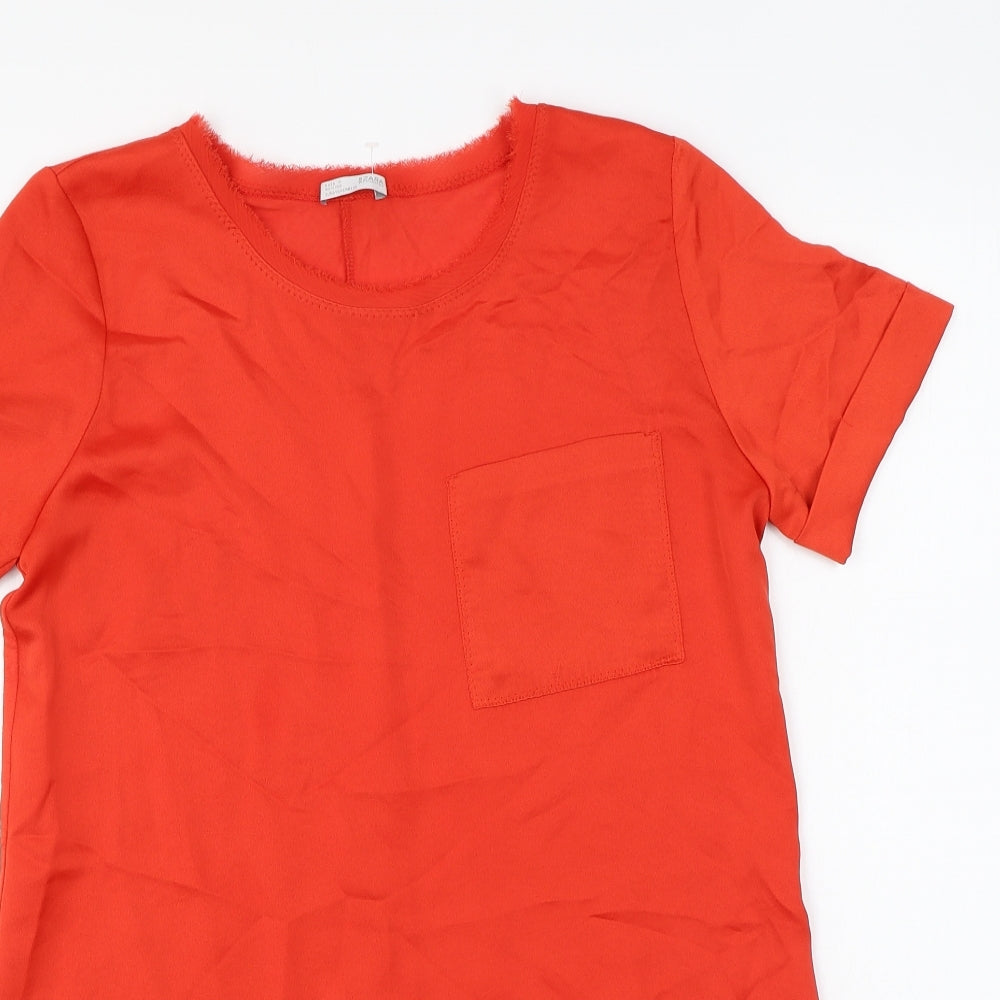 Zara Womens Red Polyester T-Shirt Dress Size S Round Neck Pullover