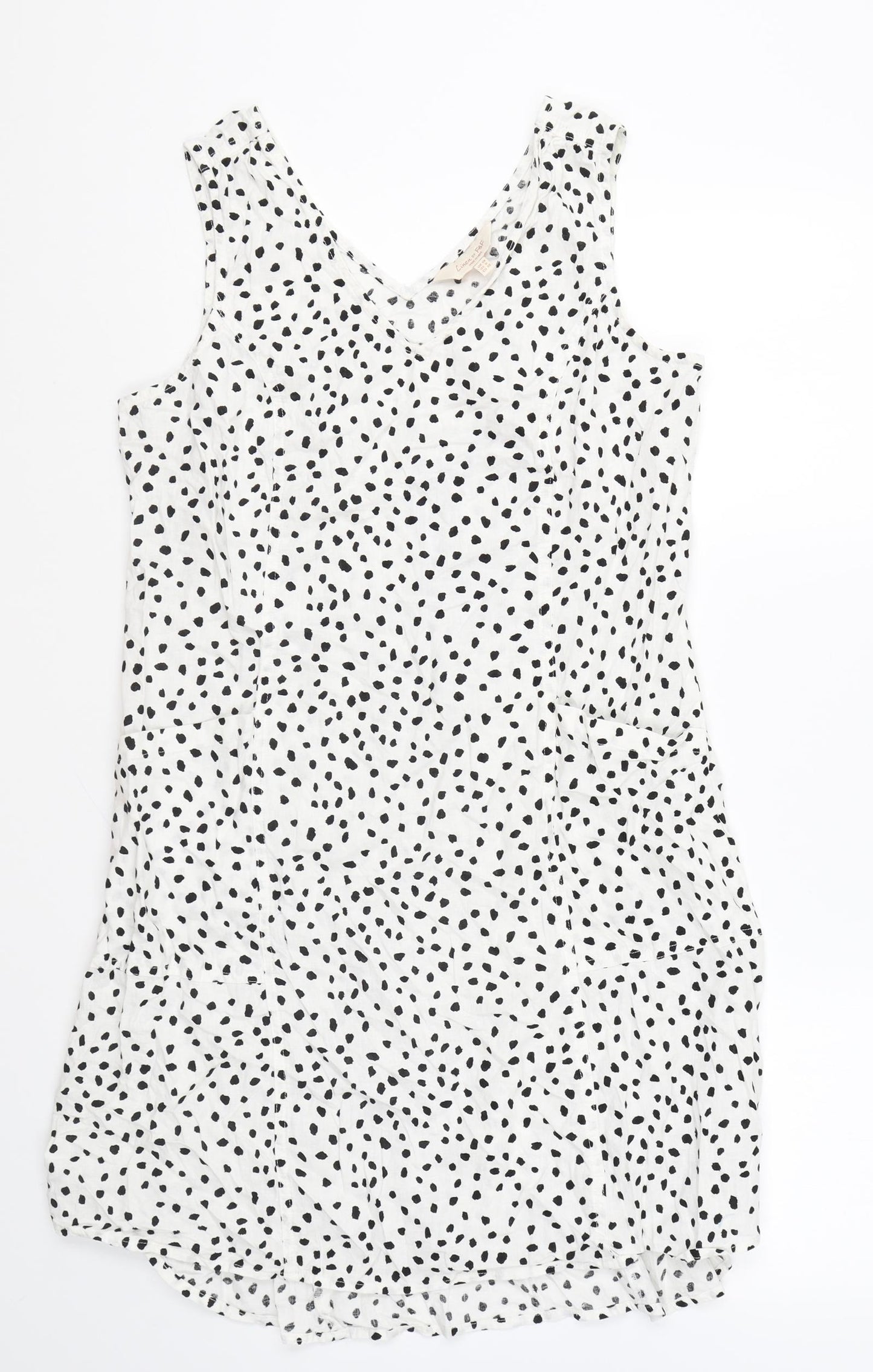 F&F Womens White Geometric Cotton Shift Size 10 V-Neck Pullover