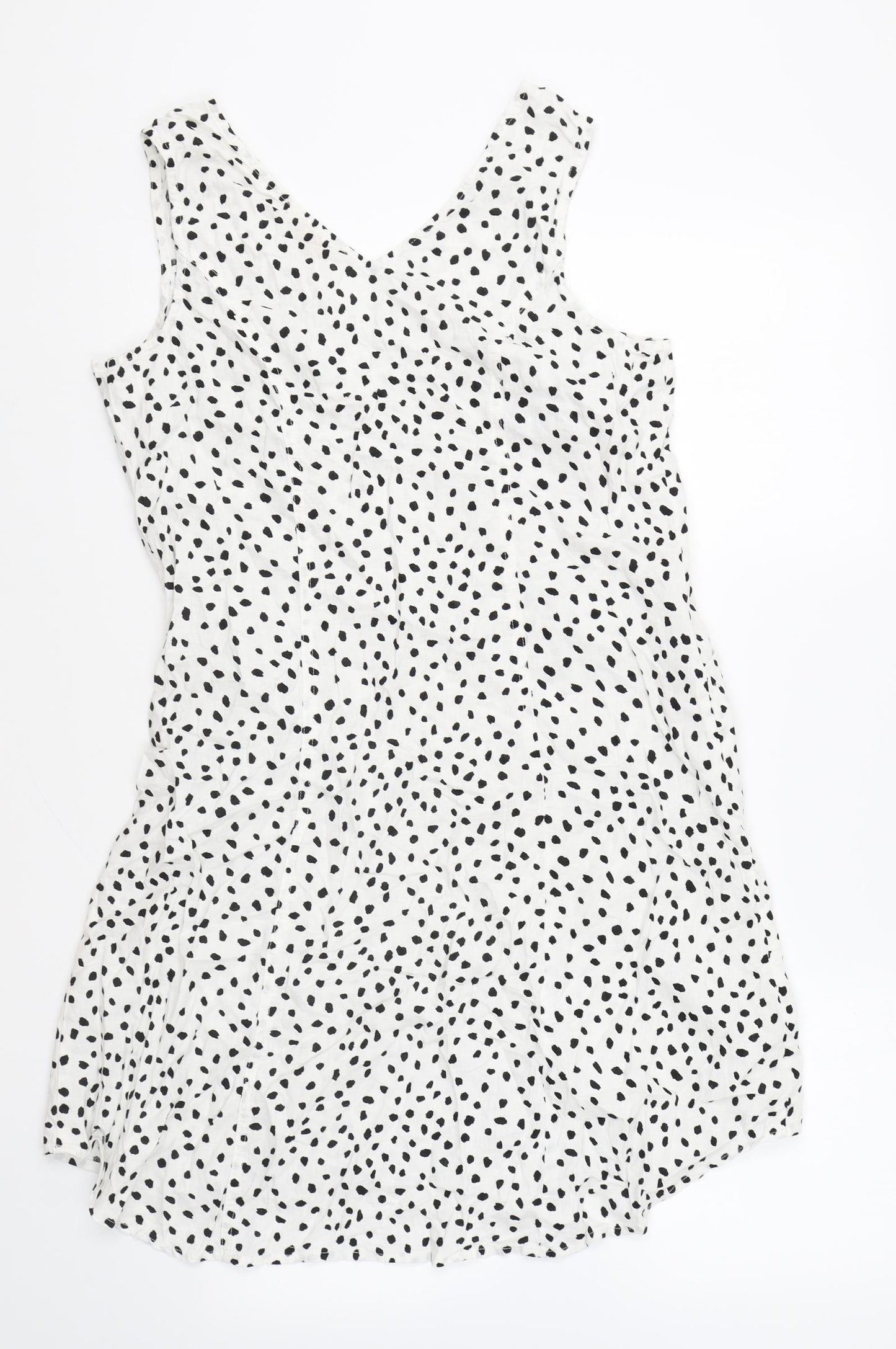 F&F Womens White Geometric Cotton Shift Size 10 V-Neck Pullover