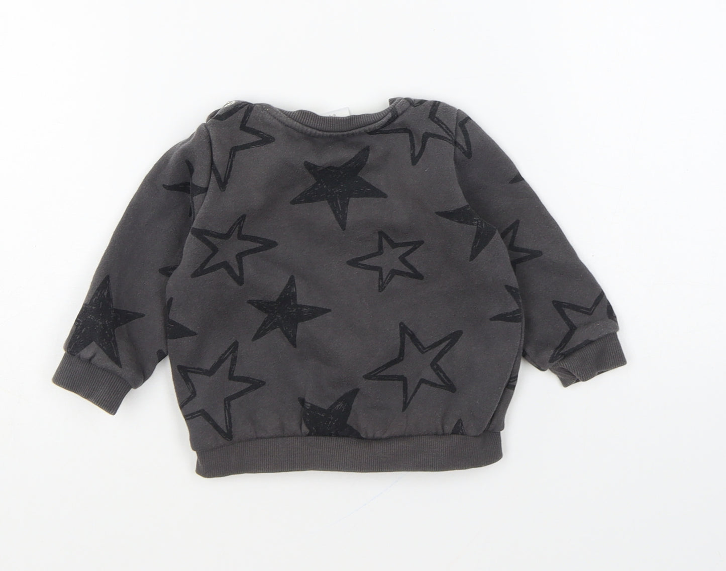 F&F Boys Grey Geometric Polyester Pullover Jumper Size 6-9 Months Snap - Stars