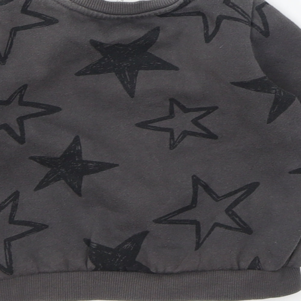 F&F Boys Grey Geometric Polyester Pullover Jumper Size 6-9 Months Snap - Stars