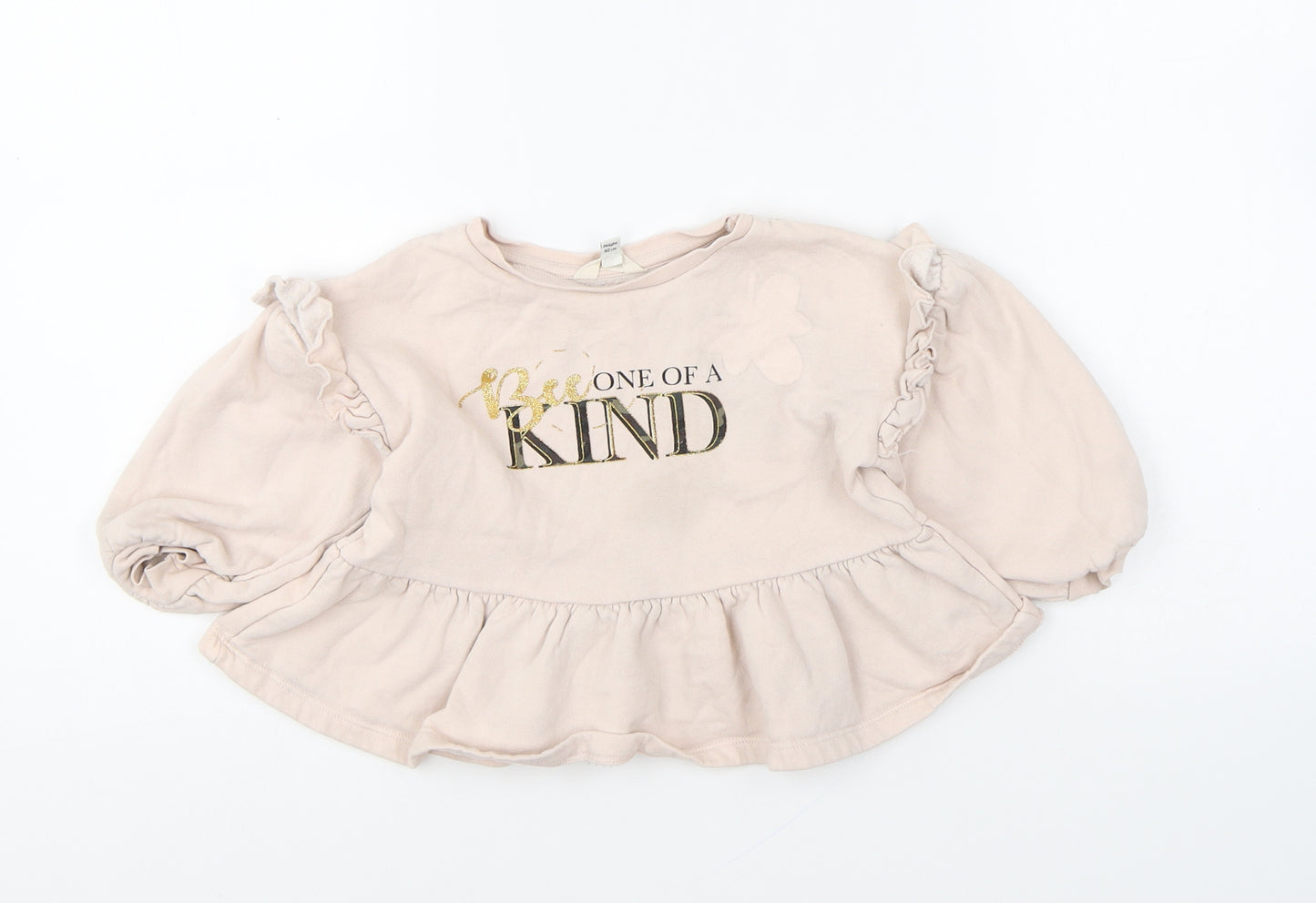 River Island Girls Pink Cotton Pullover Jumper Size 18-24 Months Pullover - Bee One Of A Kind
