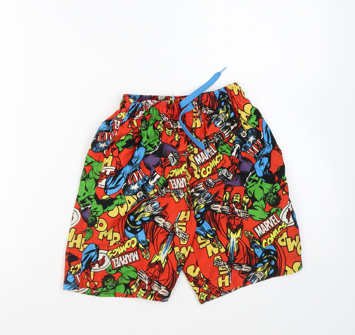 Marvel Boys Multicoloured Geometric Polyester Sweat Shorts Size 8-9 Years Regular Drawstring - Marvel Swim Shorts
