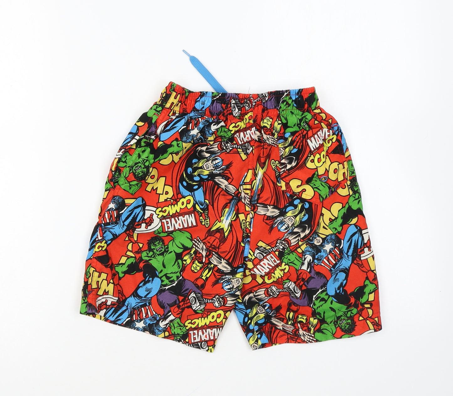 Marvel Boys Multicoloured Geometric Polyester Sweat Shorts Size 8-9 Years Regular Drawstring - Marvel Swim Shorts