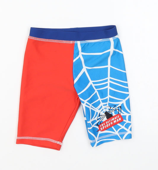 Front view of BHS boys’ multicoloured nylon cropped trousers, size 12-18, months pullover - spiderman swim shorts