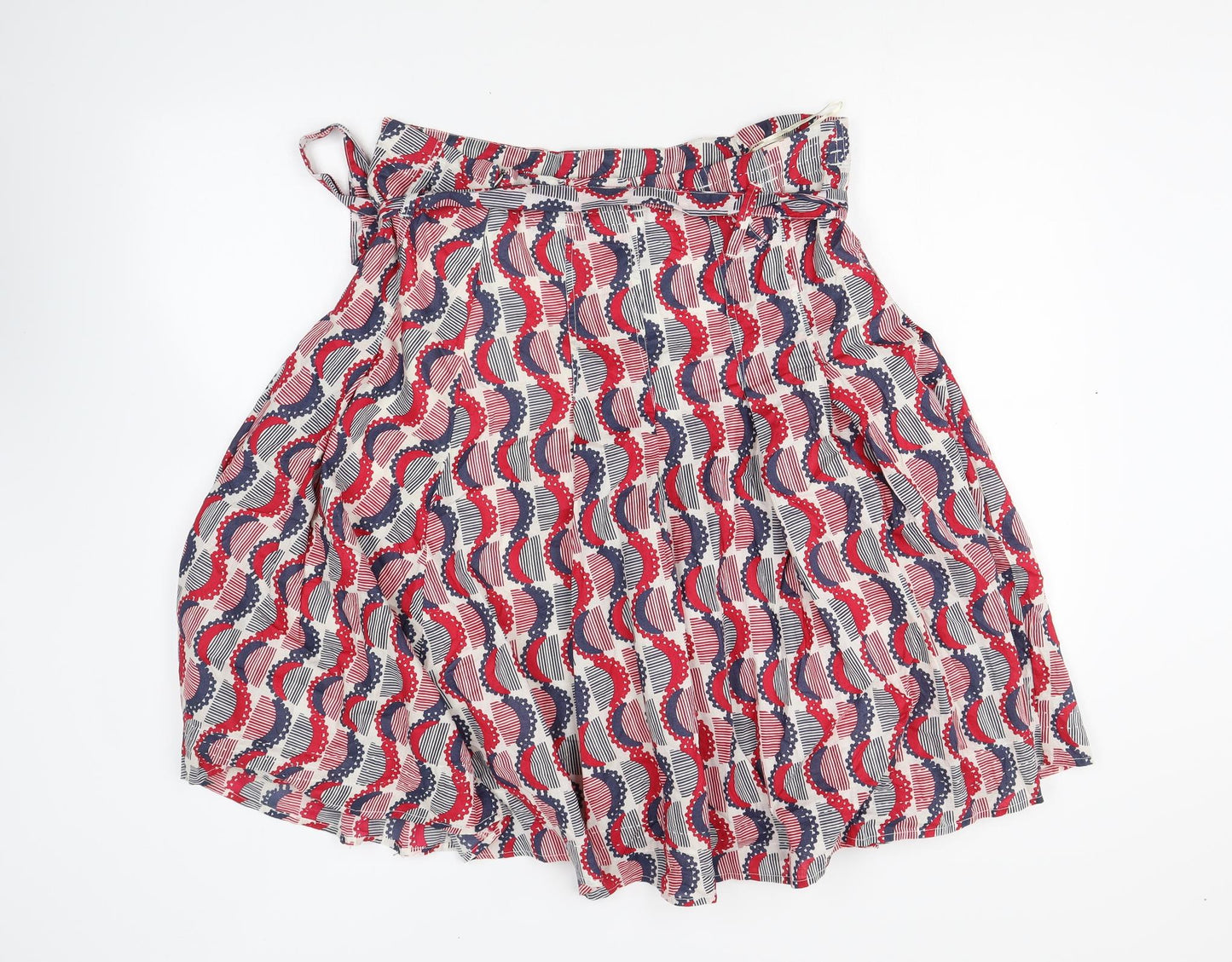 White Stuff Womens Multicoloured Geometric Cotton Pleated Skirt Size 14 Zip