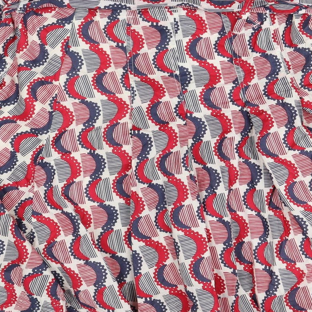White Stuff Womens Multicoloured Geometric Cotton Pleated Skirt Size 14 Zip