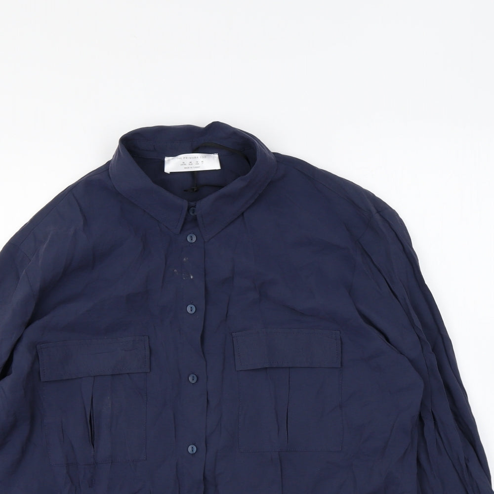 Primark Womens Blue Polyester Basic Button-Up Size 18 Collared