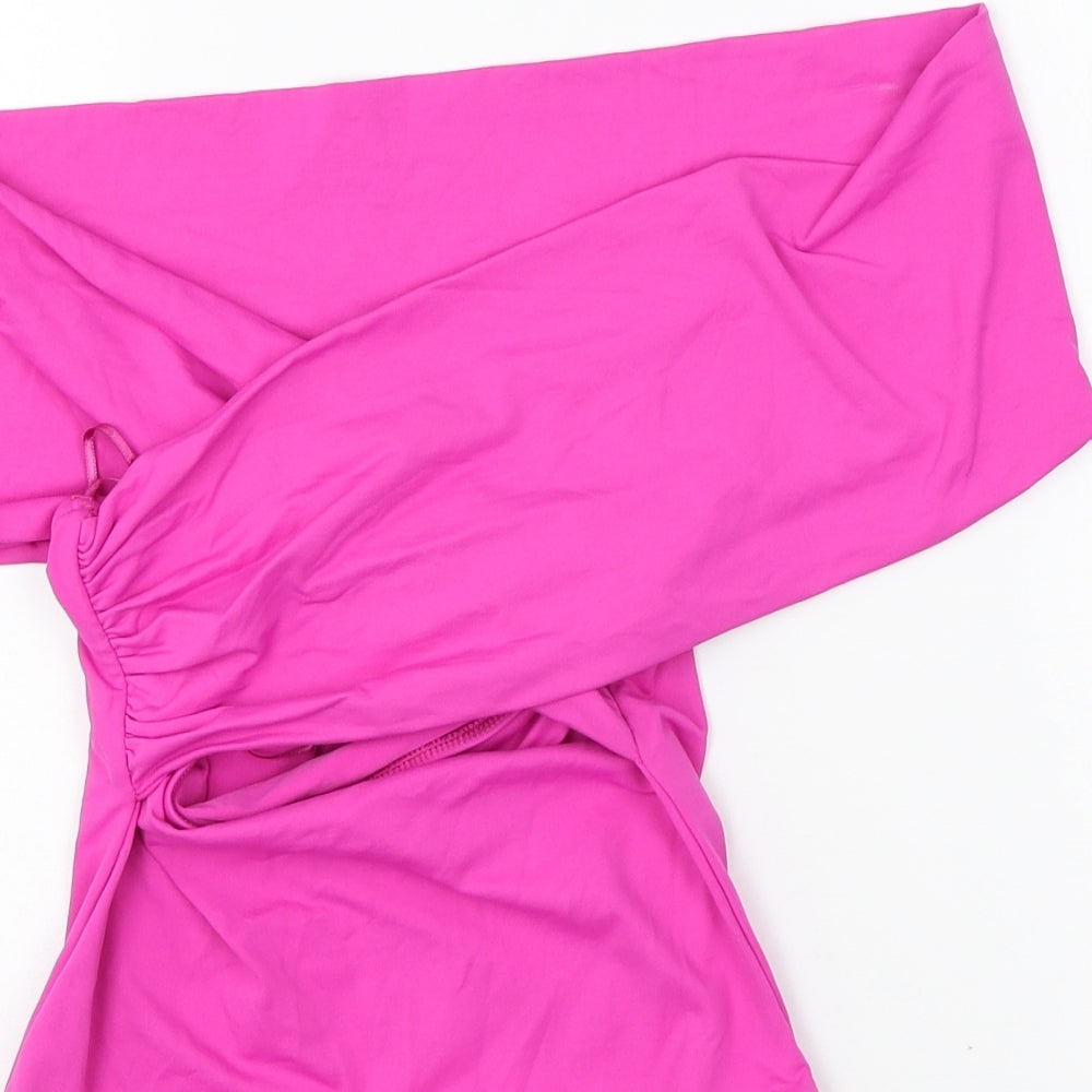 Zara Womens Pink Polyamide Bodysuit One-Piece Size S Snap