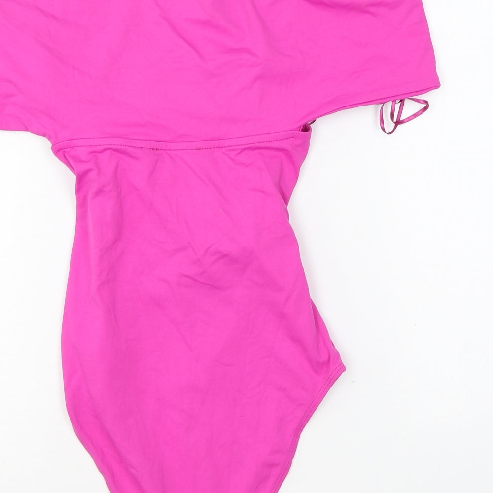 Zara Womens Pink Polyamide Bodysuit One-Piece Size S Snap
