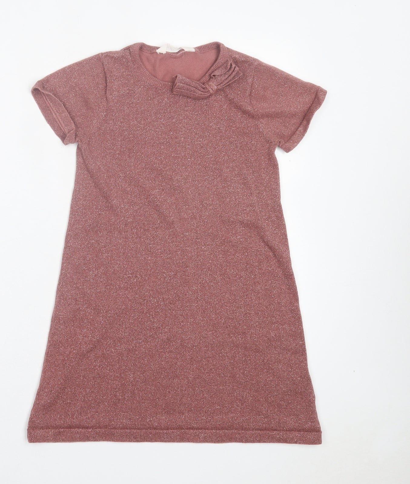 H&M Girls Pink Cotton A-Line Size 9-10 Years Crew Neck Pullover