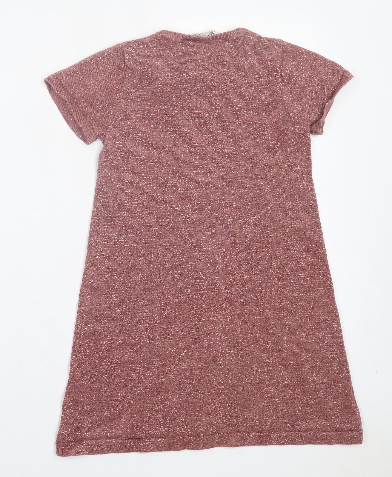 H&M Girls Pink Cotton A-Line Size 9-10 Years Crew Neck Pullover