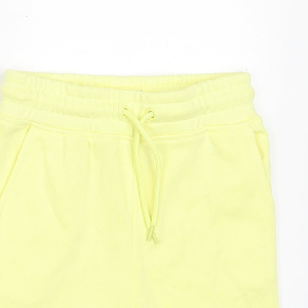 Primark Girls Yellow Cotton Sweat Shorts Size 5-6 Years Regular Drawstring