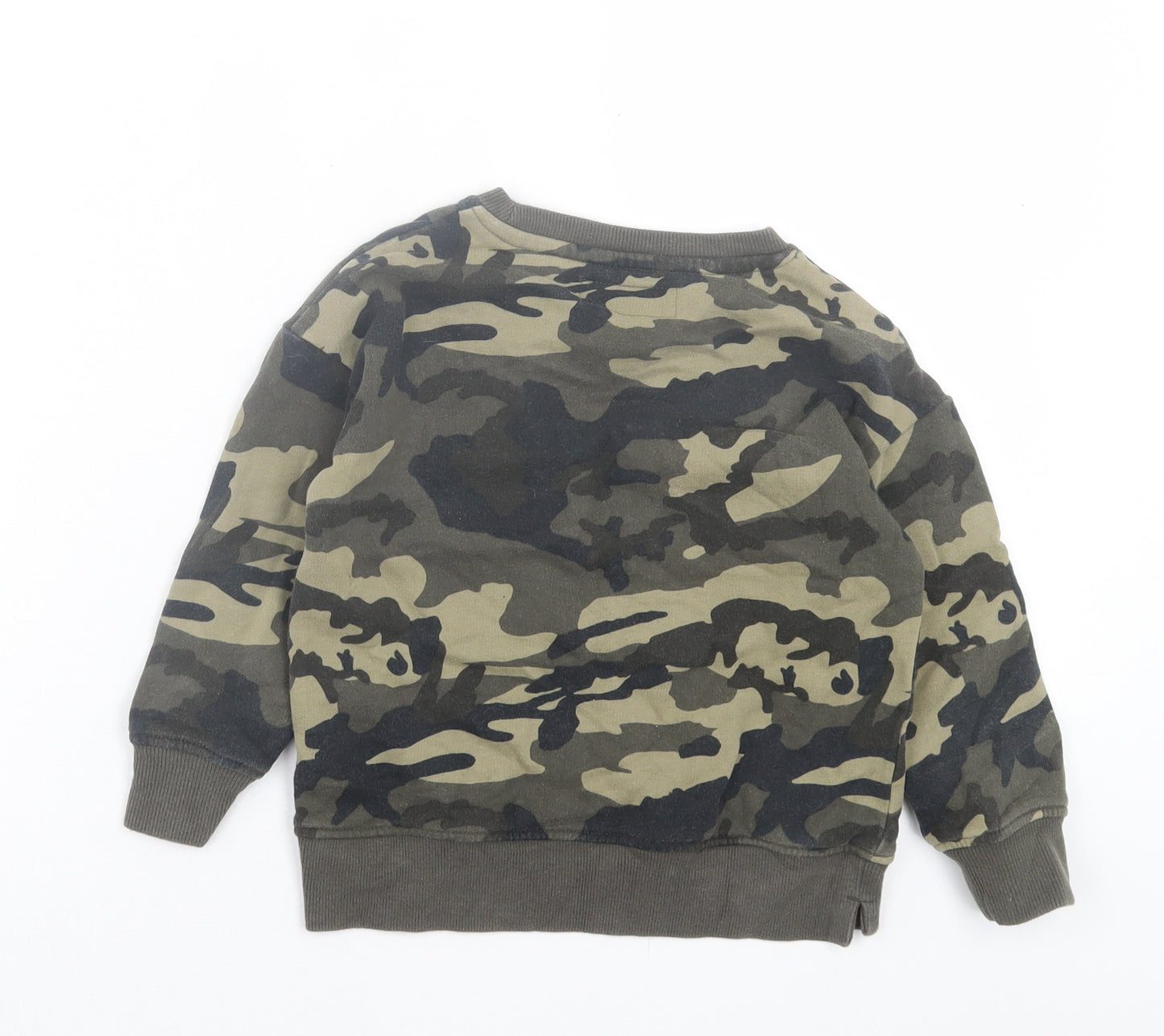 NEXT Boys Green Camouflage Cotton Pullover Sweatshirt Size 4-5 Years Pullover