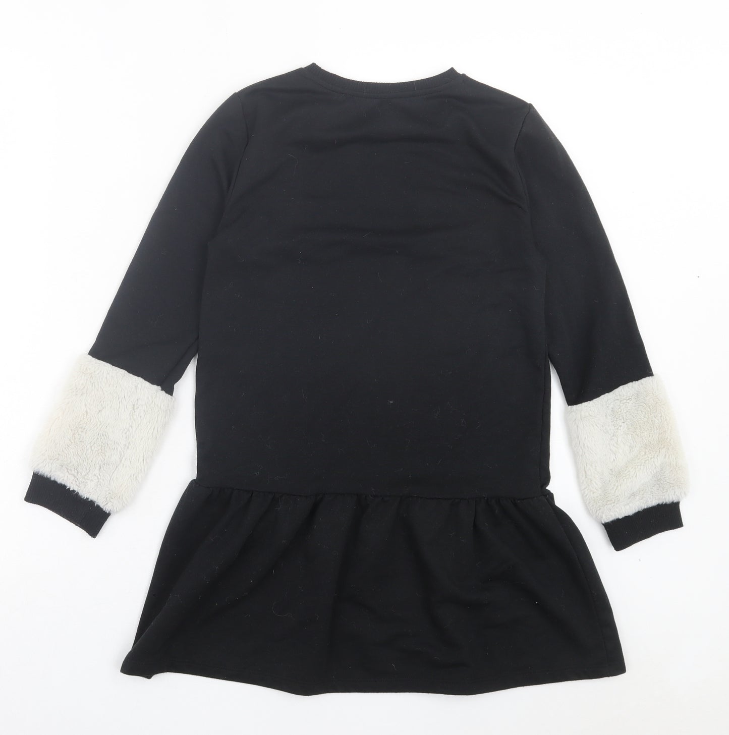Pep&co Girls Black Polyester Jumper Dress Size 10-11 Years Crew Neck Pullover - Living My Best Life
