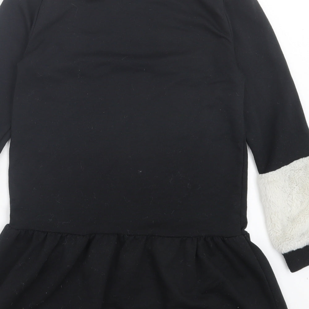 Pep&co Girls Black Polyester Jumper Dress Size 10-11 Years Crew Neck Pullover - Living My Best Life