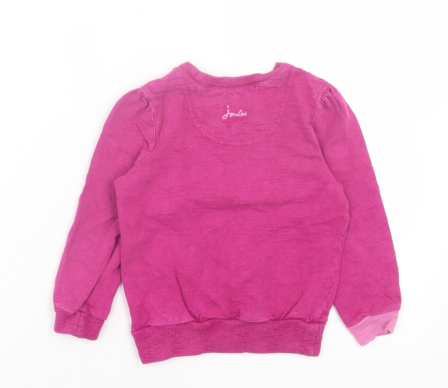 Joules Girls Pink Geometric Cotton Pullover Sweatshirt Size 3 Years Pullover - Horse Print