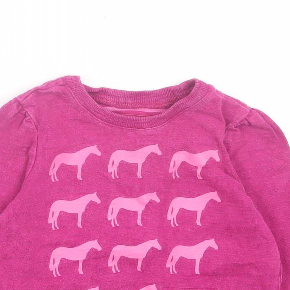 Joules Girls Pink Geometric Cotton Pullover Sweatshirt Size 3 Years Pullover - Horse Print