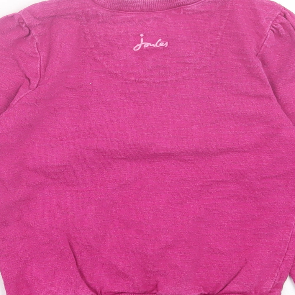 Joules Girls Pink Geometric Cotton Pullover Sweatshirt Size 3 Years Pullover - Horse Print