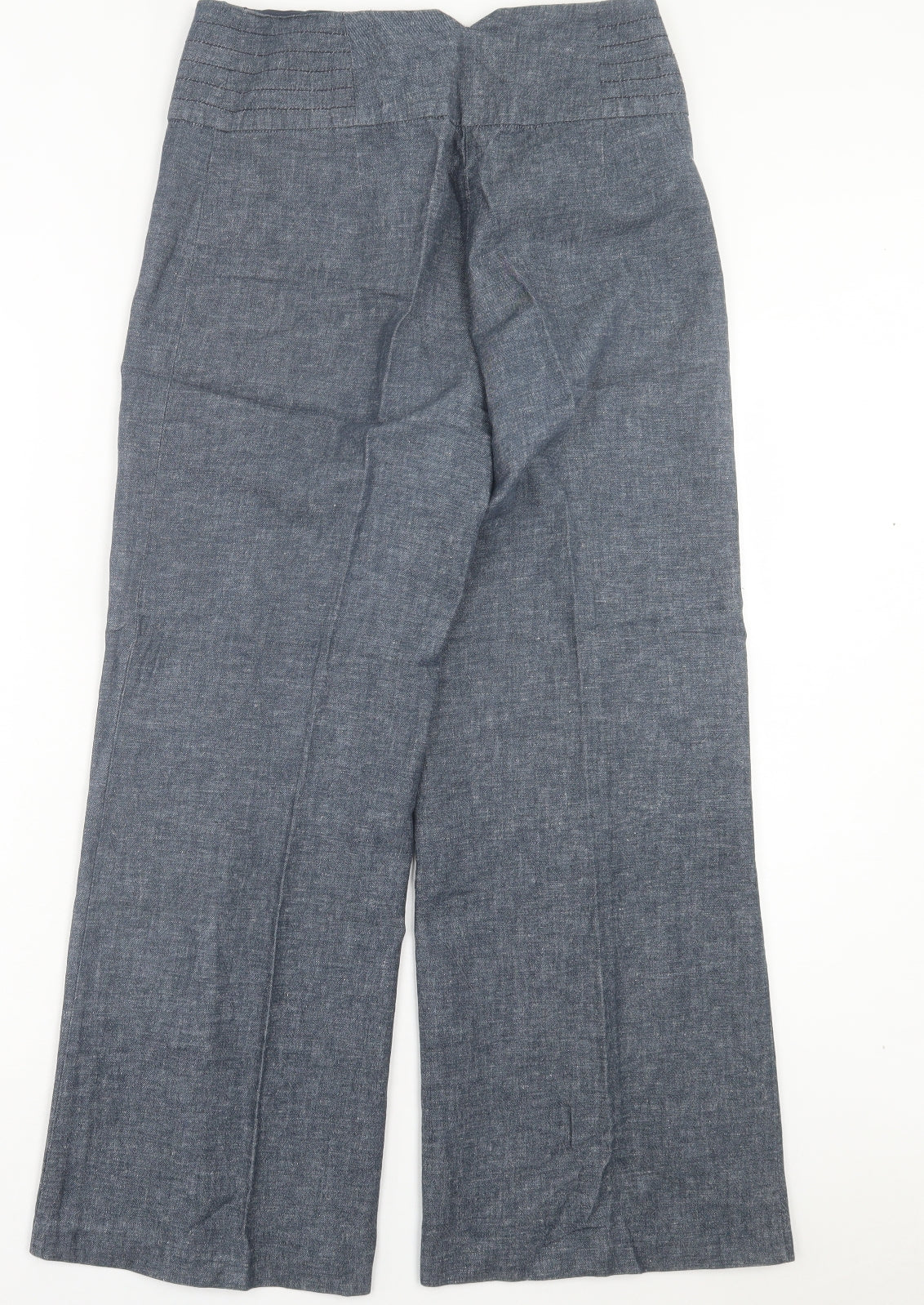 F&F Womens Blue Cotton Trousers Size 8 L28 in Regular Button