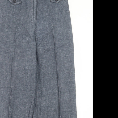 F&F Womens Blue Cotton Trousers Size 8 L28 in Regular Button