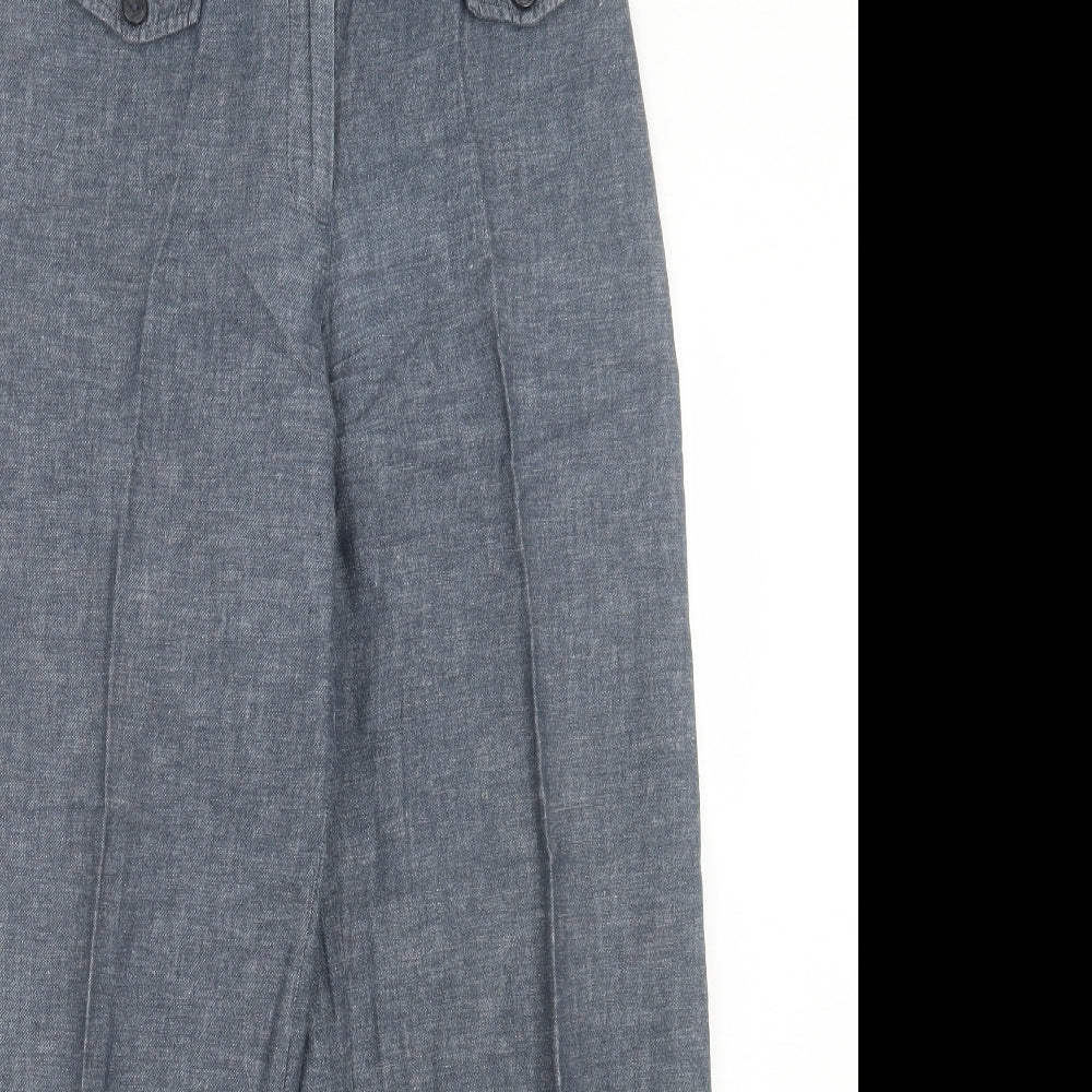 F&F Womens Blue Cotton Trousers Size 8 L28 in Regular Button