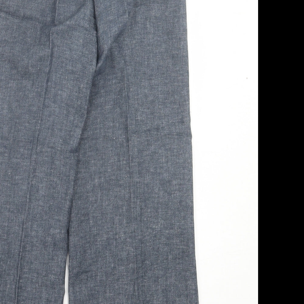 F&F Womens Blue Cotton Trousers Size 8 L28 in Regular Button