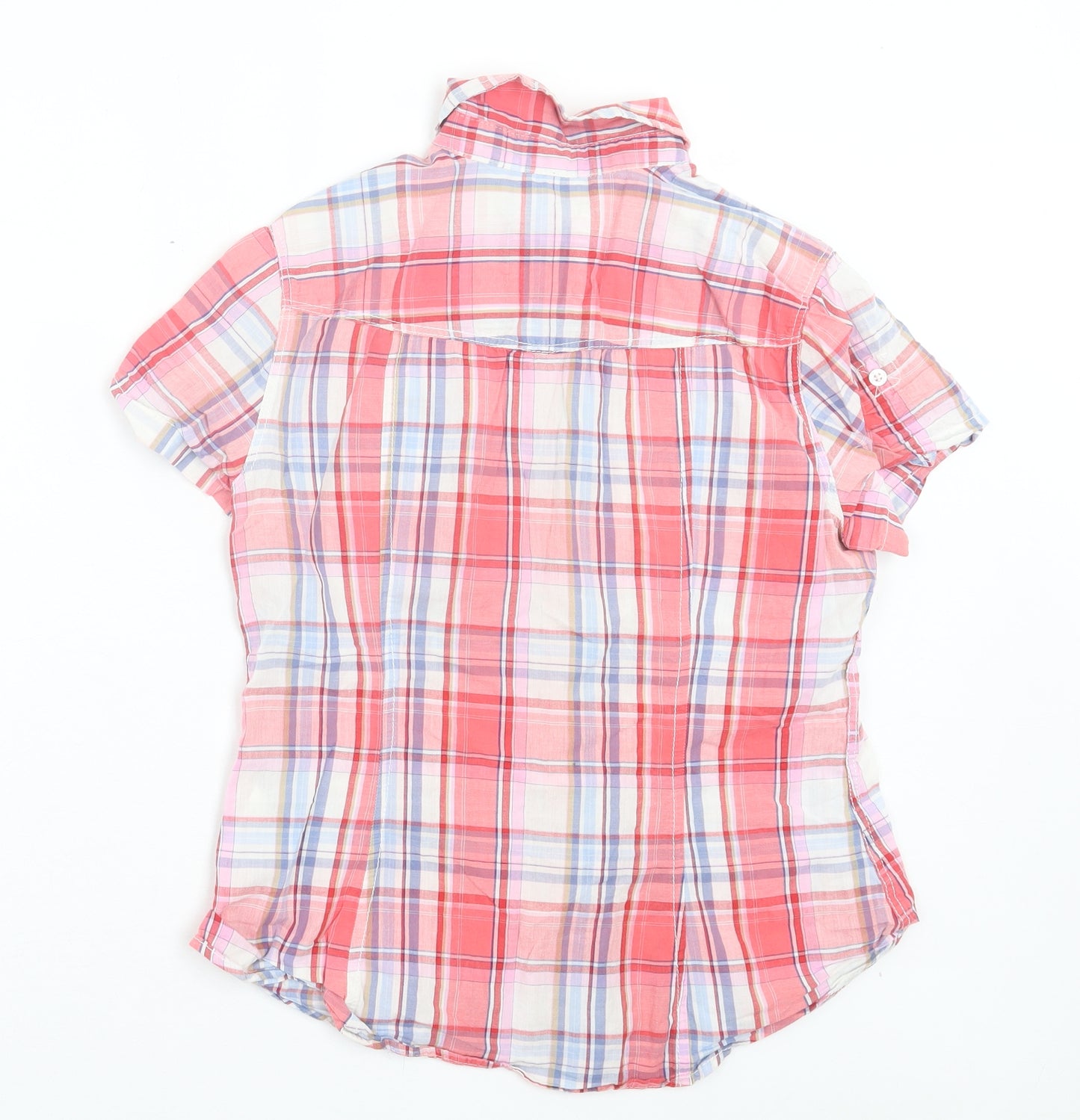 H&M Womens Red Plaid Cotton Basic Button-Up Size 12 Collared