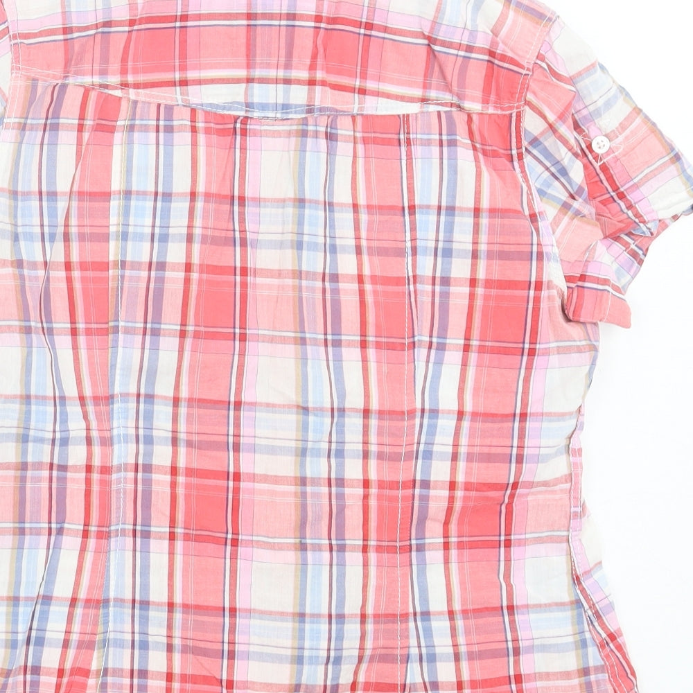 H&M Womens Red Plaid Cotton Basic Button-Up Size 12 Collared