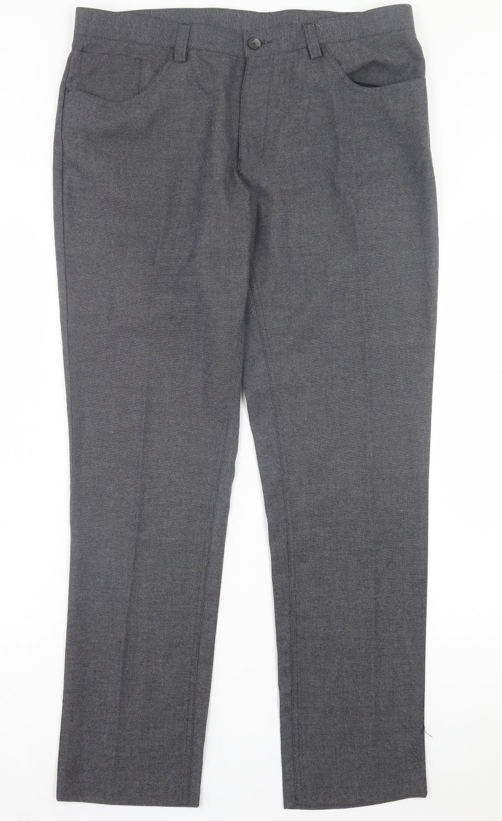 NEXT Mens Grey Polyester Trousers Size 36 in L31 in Regular Button