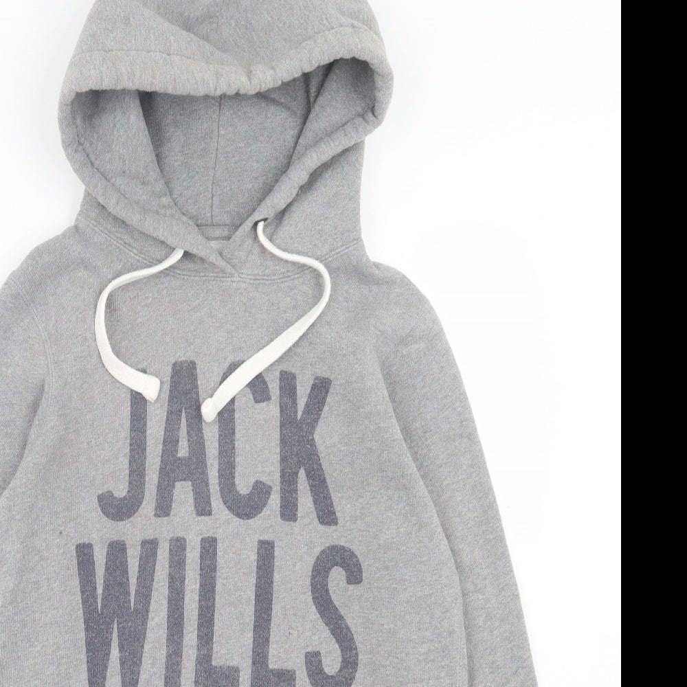 Jack Wills Womens Grey Cotton Pullover Hoodie Size 10 Pullover