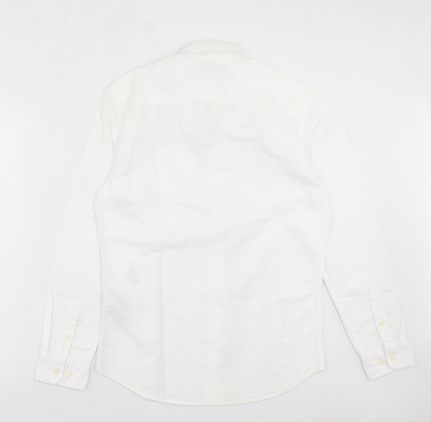 JACK & JONES Mens White Cotton Button-Up Size S Collared Button - Pocket Detail