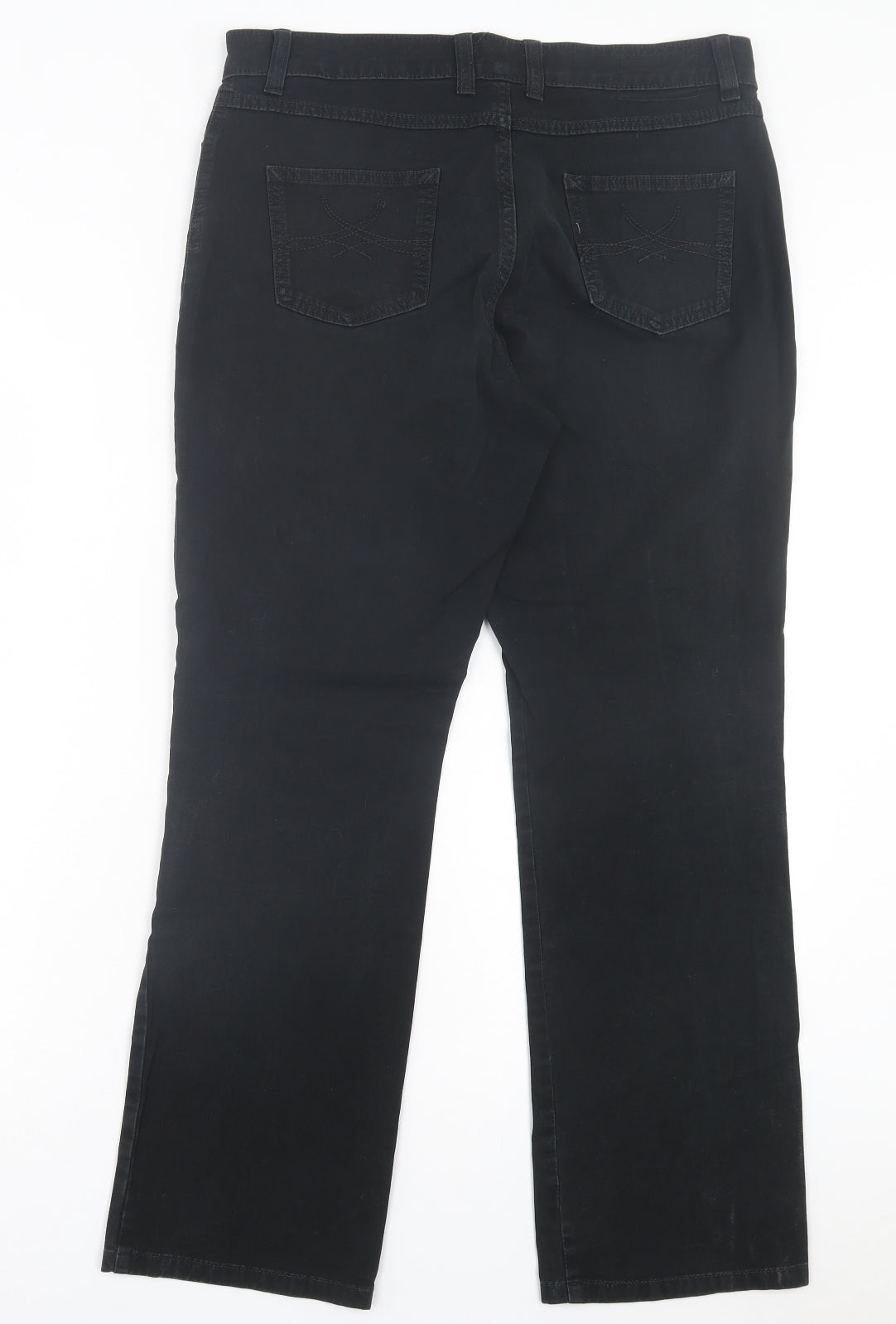 Marks and Spencer Womens Black Cotton Straight Jeans Size 14 L29 in Regular Button