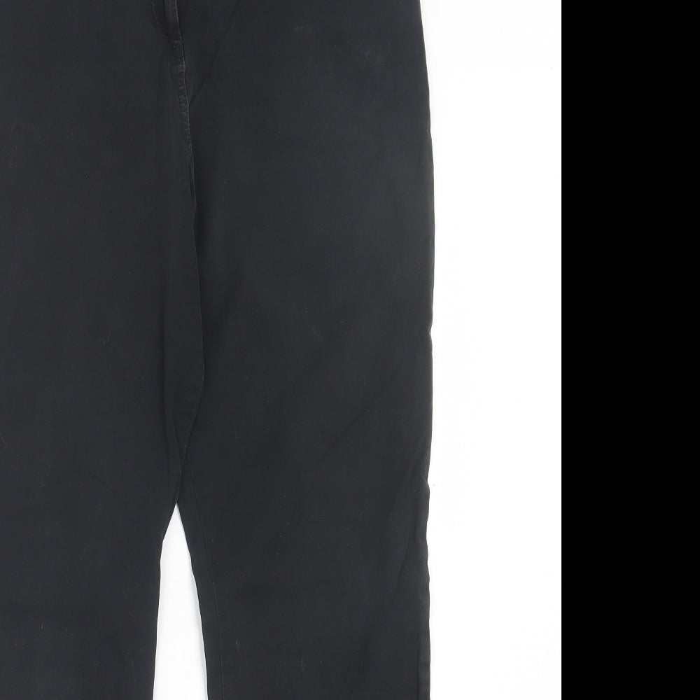 Marks and Spencer Womens Black Cotton Straight Jeans Size 14 L29 in Regular Button