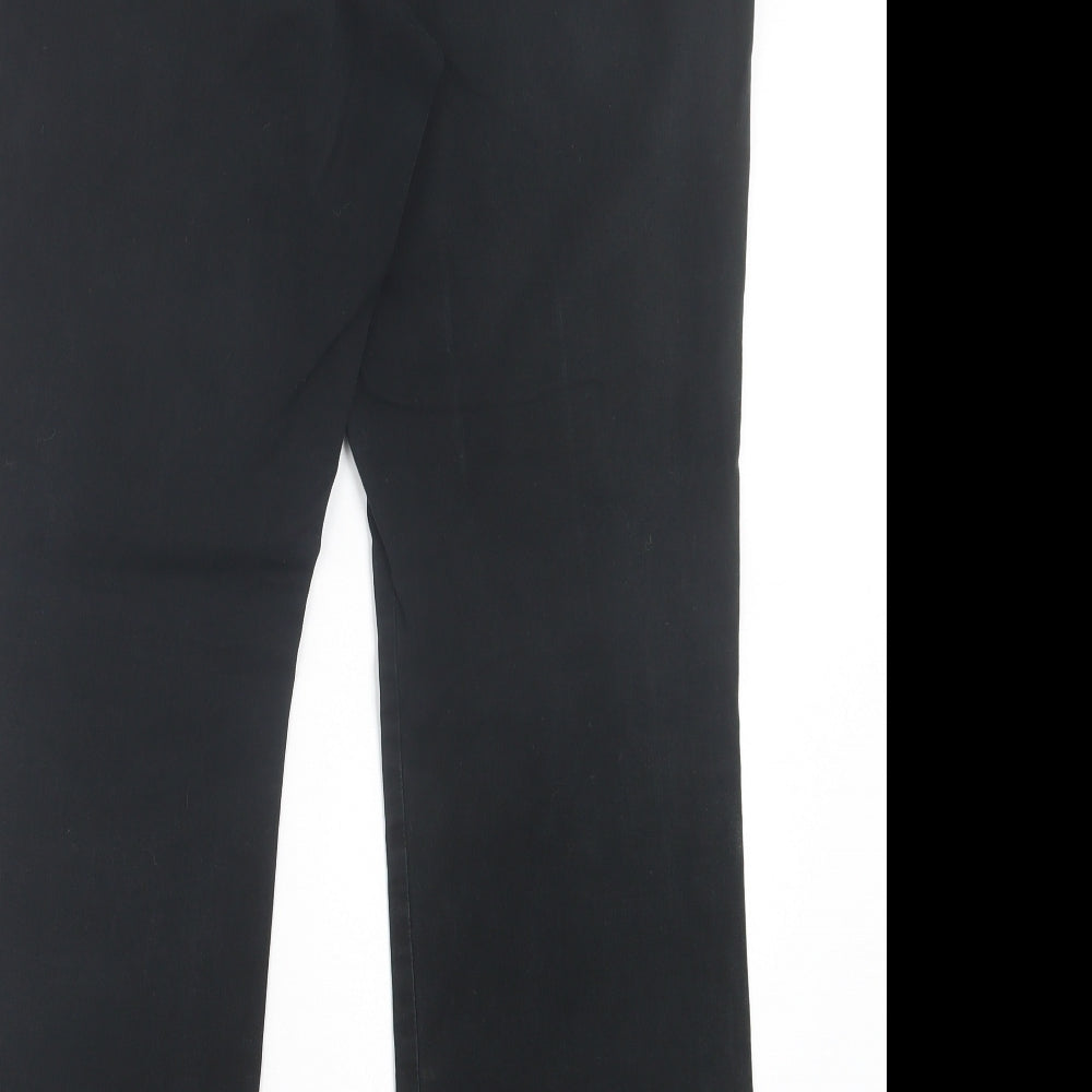 Marks and Spencer Womens Black Cotton Straight Jeans Size 14 L29 in Regular Button