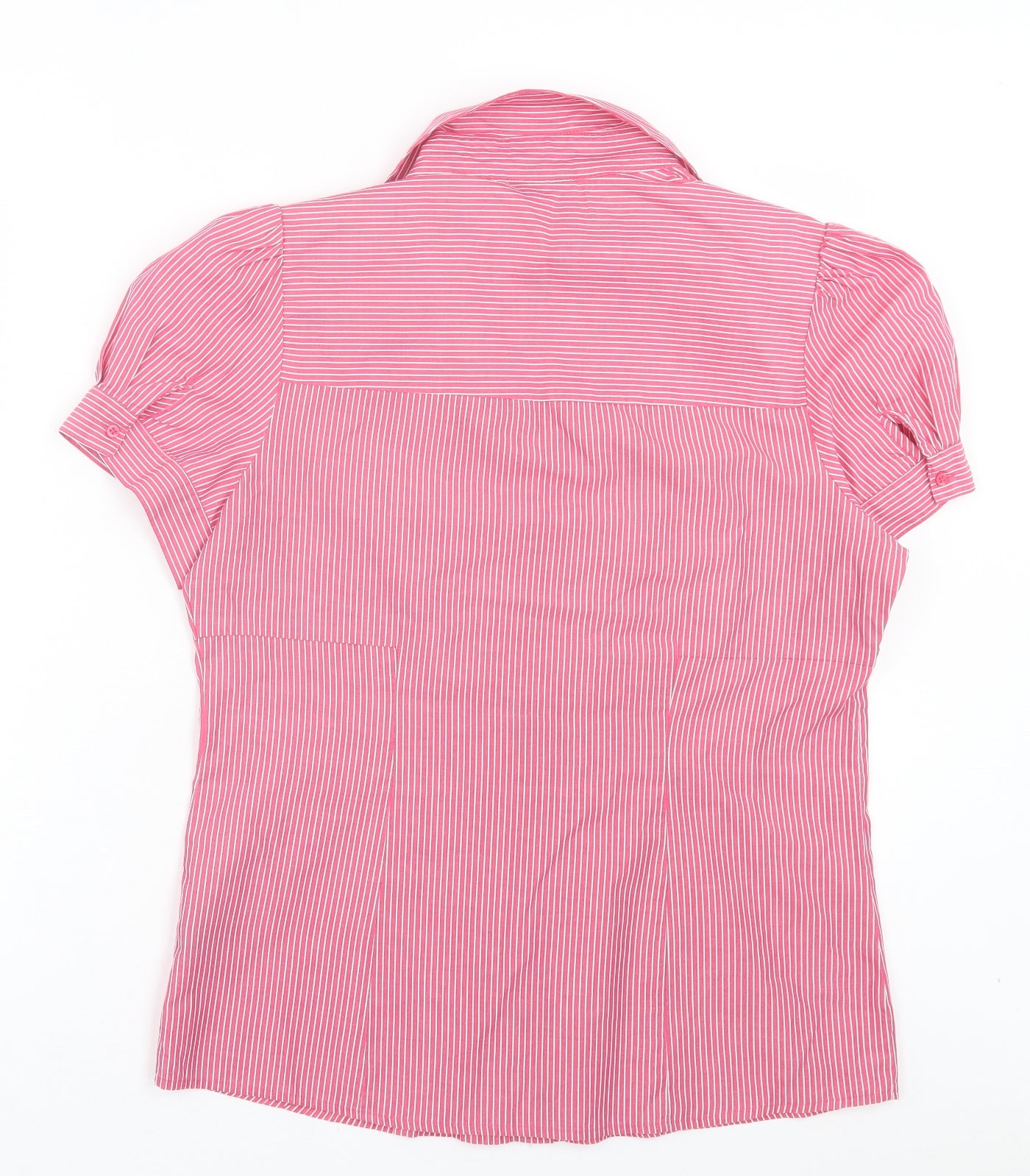 NEXT Womens Pink Striped Cotton Basic Button-Up Size 14 Collared