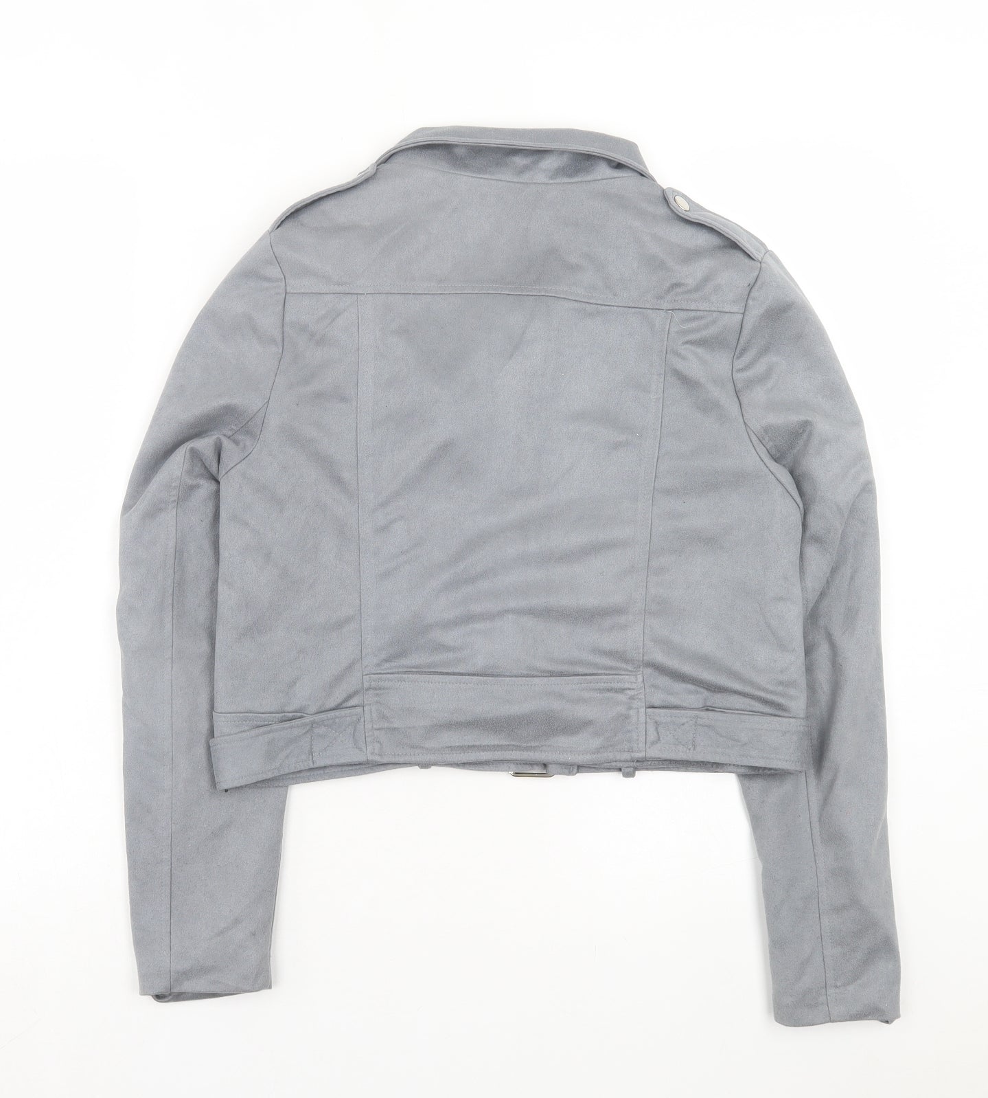 Missguided Womens Grey Biker Jacket Size 10 Zip
