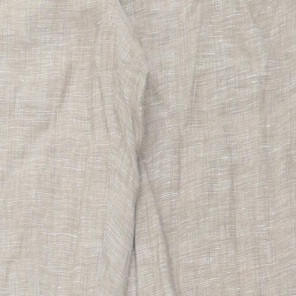 Monsoon Womens Beige Linen Trousers Size 14 L31 in Regular Hook & Eye