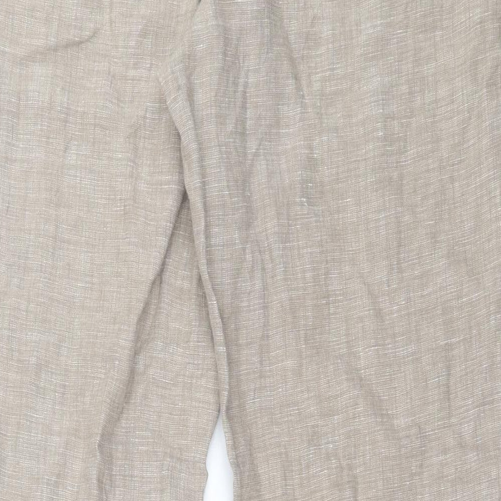 Monsoon Womens Beige Linen Trousers Size 14 L31 in Regular Hook & Eye