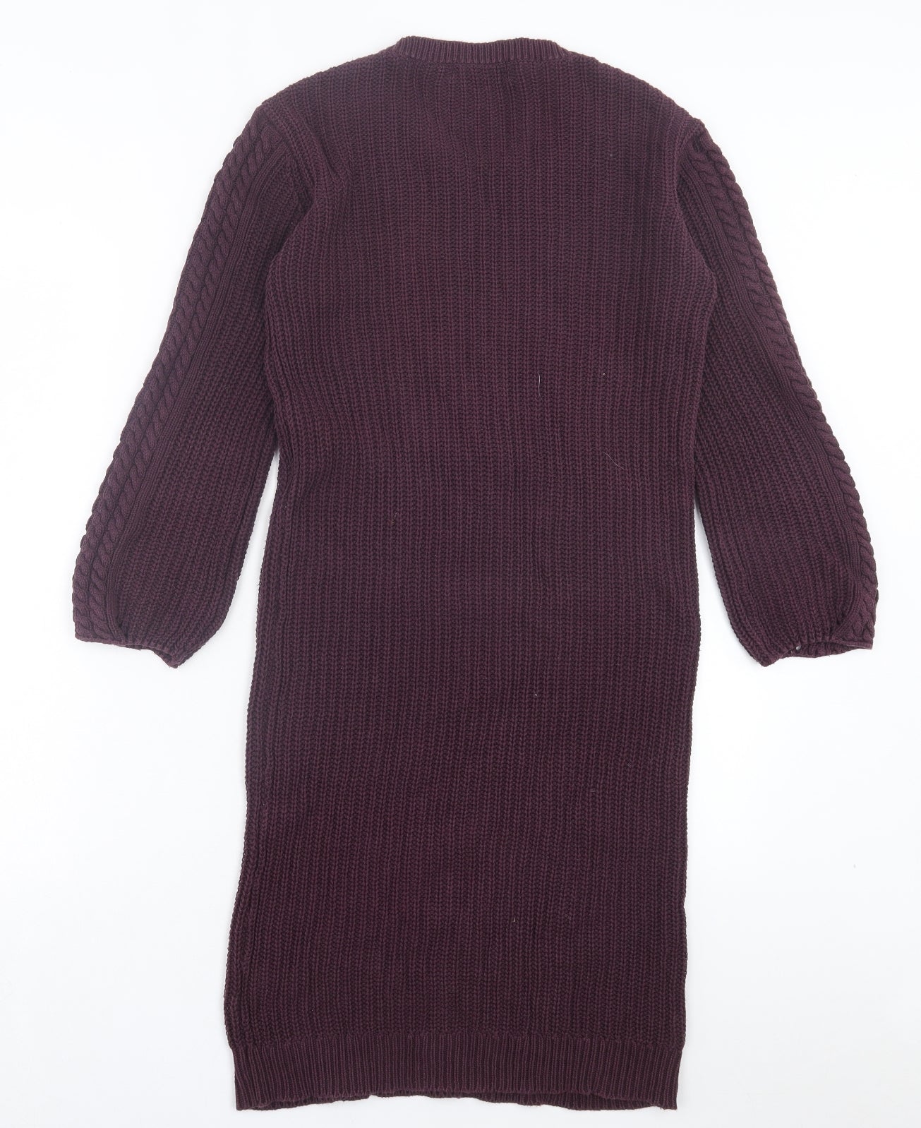 Avenue Womens Purple Cotton Jumper Dress Size 12 Crew Neck Pullover