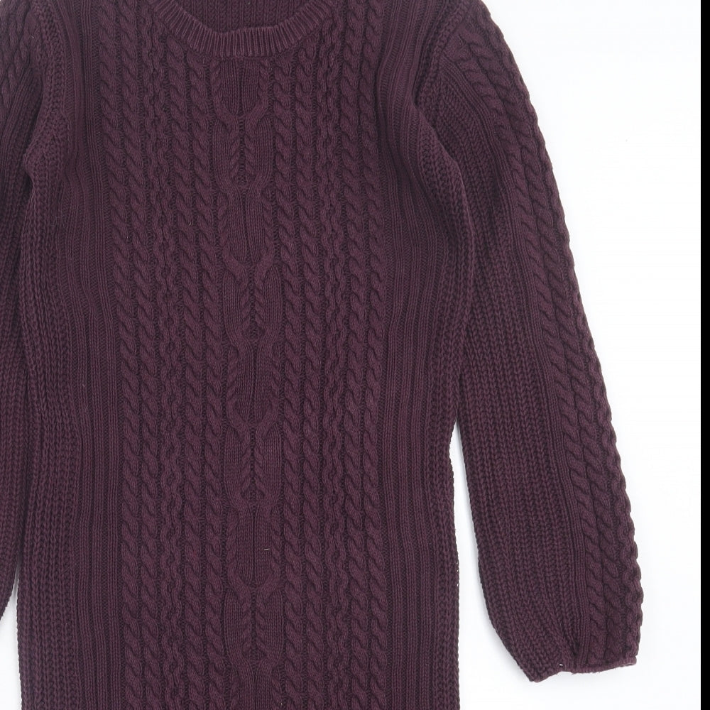 Avenue Womens Purple Cotton Jumper Dress Size 12 Crew Neck Pullover