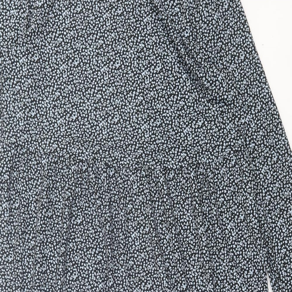 Papaya Womens Blue Floral Polyester A-Line Size 14 Crew Neck Pullover