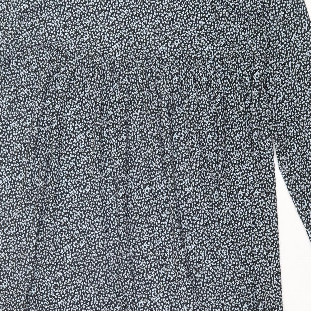 Papaya Womens Blue Floral Polyester A-Line Size 14 Crew Neck Pullover