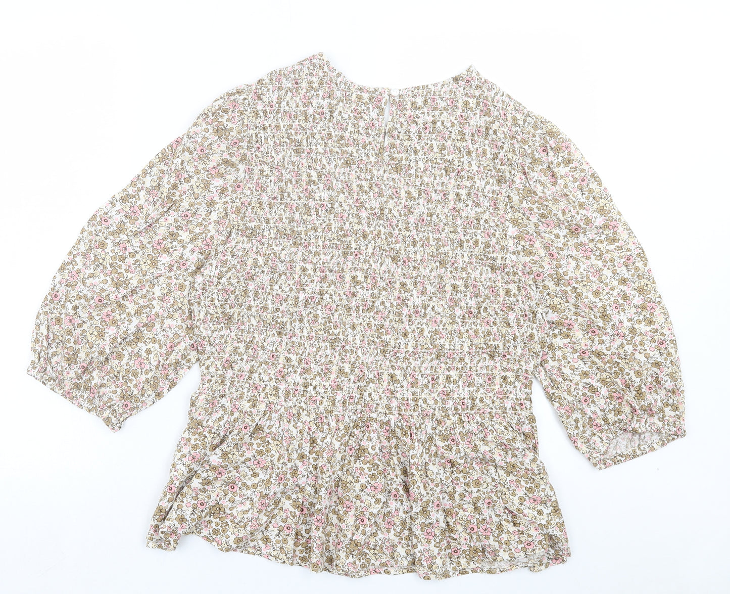 TU Womens Multicoloured Floral Viscose Basic Blouse Size 14 Round Neck